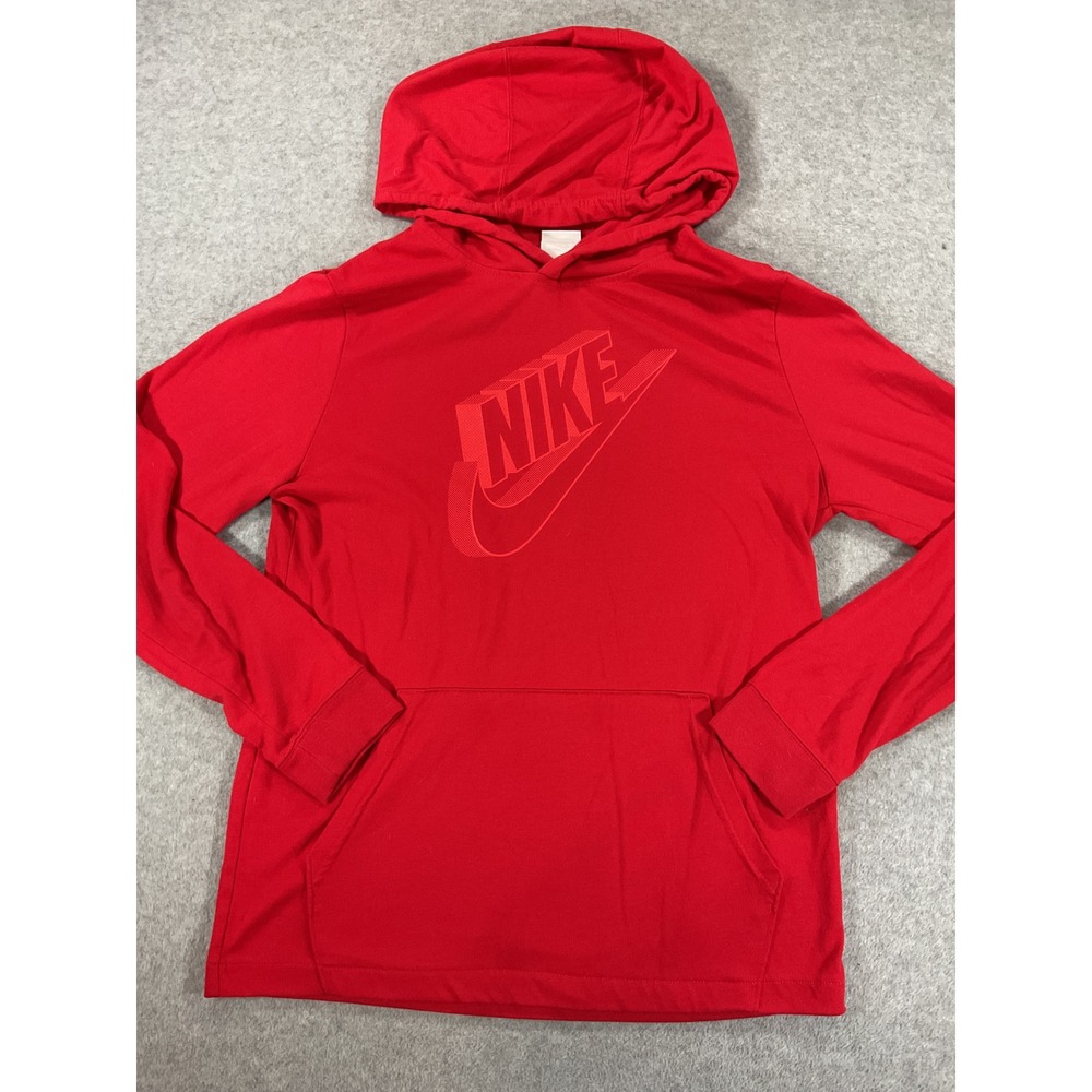 Nike Boys XL Red Hooded Long Sleeve Graphic T-Shirt 2636